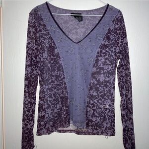 Purple Floral Long Sleeve Top